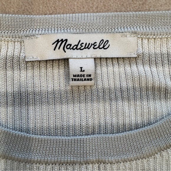 Madewell White and Gray Striped Short Sleeve Tee - Picture 5 of 9
